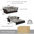 thumbnail image 3 of 74.8'' Pull Out Sofa Bed Queen, Convertible Sleeper Sofa Couch, Velvet Loveseat Recliner, Comfy Cloud Futon Couch for Living Room, Apartment, Small Space, Bedroom, RV, Grey, 3 of 11