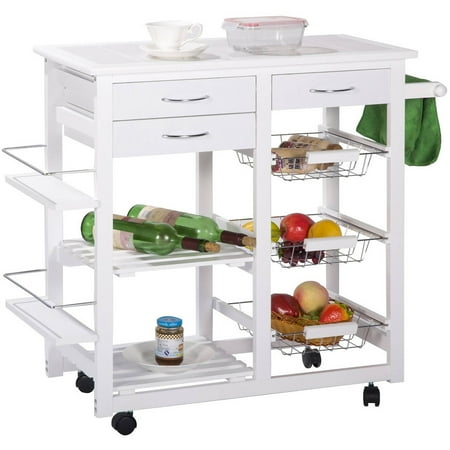 Merax Tile Top Mobile Kitchen Cart Kitch Departments
