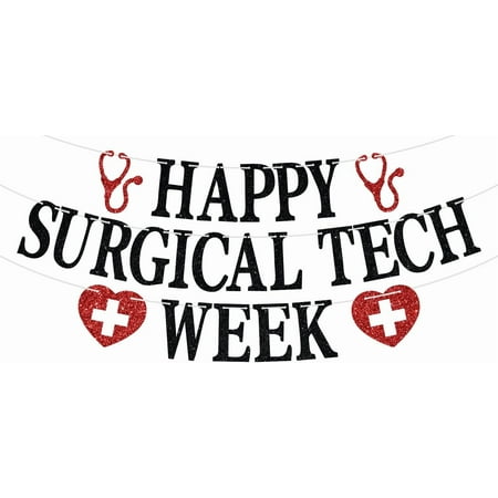Happy Surgical Tech Week Banner, Medical Office Surgical Week Sign, Thank You Nurse Doctor, Surgical Technologist Appreciation Party Decorations Supplies