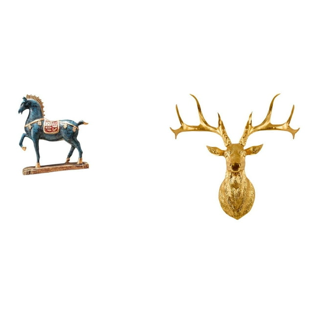 Majestuosa Escultura De Fusión De Equino Y Ciervo, Decoración Artística Feng Shui Para Escritorio, Sala De Estar, Estantería Y Montaje En Pared Para Exhibición En Casa O Oficina.