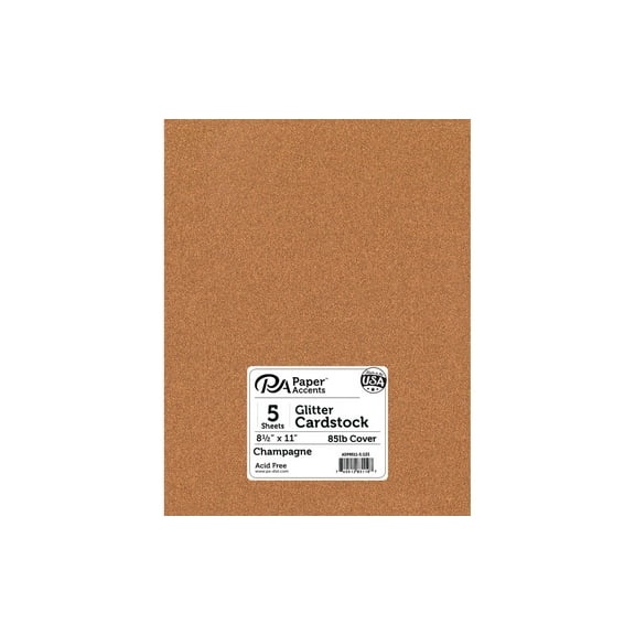 Paper Accents Glitter Cardstock 8.5"x 11" 85lb Champagne 5pc