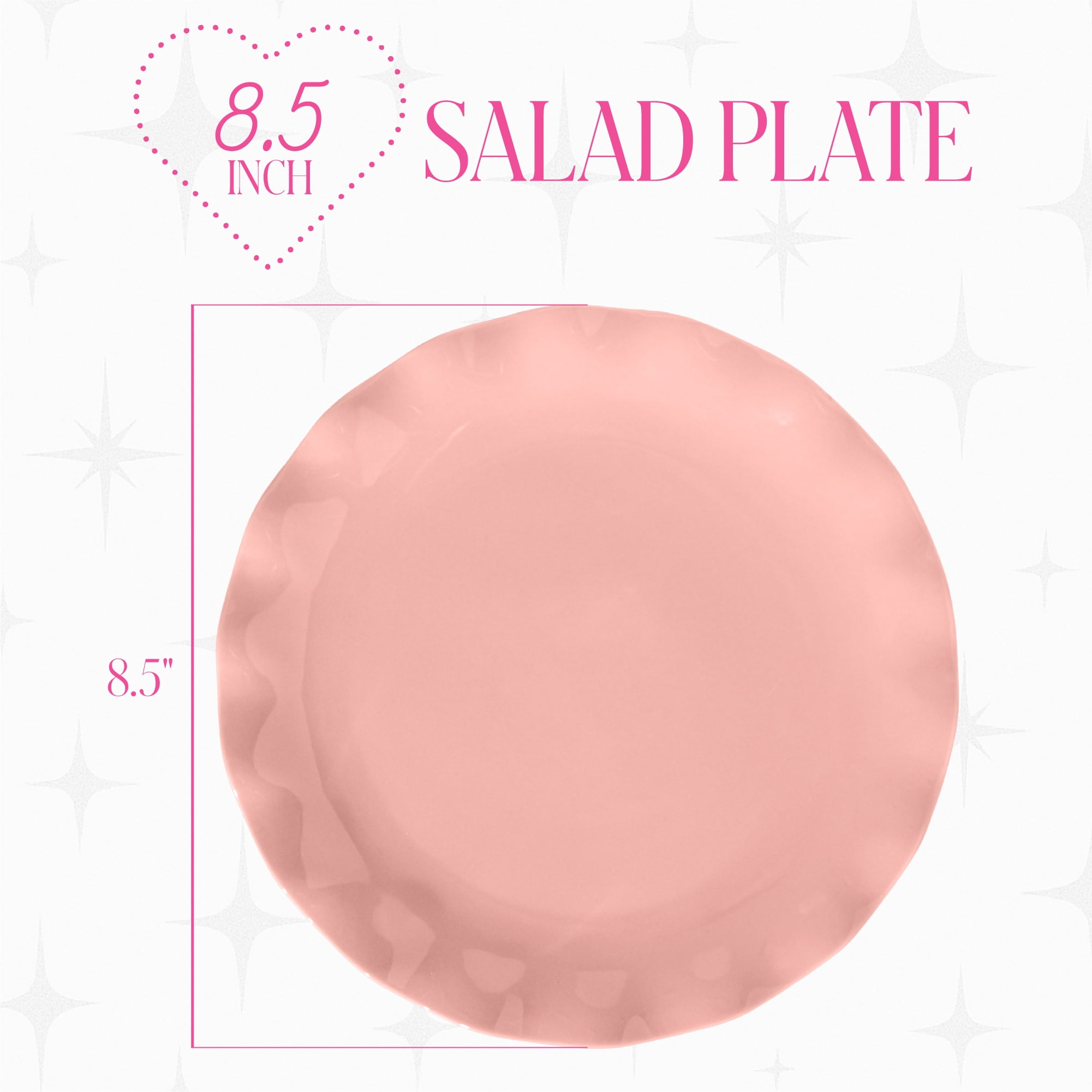 Paris Hilton Heiress Collection Stoneware Salad Plate, Scalloped Ruffle Rim, 8.5-Inch, Rose Pink