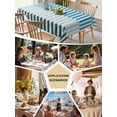 thumbnail image 6 of Colorful Stripe Tablecloth Rectangle Table Cloth 60x84, Waterproof Tablecloth Outdoor Table Cloth, Modern Teal Blue Green Vertical Striped Washable Table Cover for Kitchen Dinning Party, 6 of 8