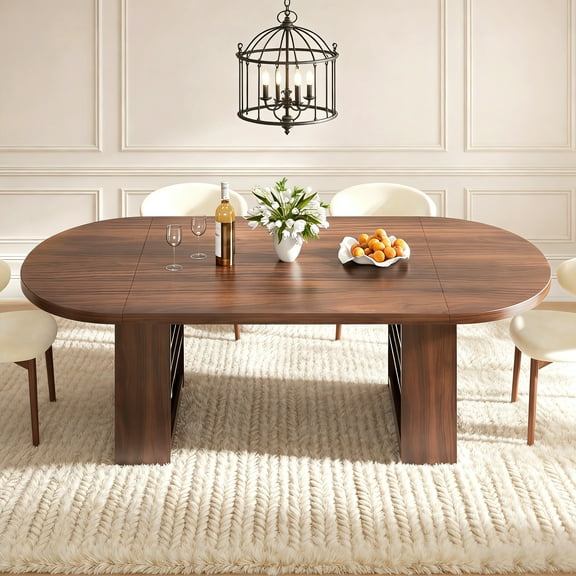 Vipuse 70.8" Dining Table for 6 8, Modern Dining Room Table with Storage, Wood Kitchen Table with Heavy Duty Legs, Dinner Tables for Kitchen Dining Room (Walnut)