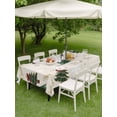 thumbnail image 3 of Outdoor Tablecloth with Umbrella Hole and Zipper, Christmas Rectangle Table Cloth 60x84 Inch Waterproof Tablecloth, Winter Pine Tree Gold White Xmas Snowflakes Picnic Table Cover for Patio Camping, 3 of 7