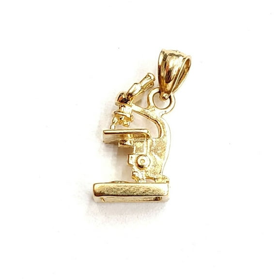 New 14k Yellow Gold 3D microscope Pendant charm science tool fine jewelry 2.3g