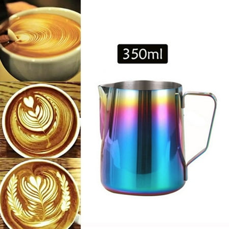 - Milk Jug 350ml/12 fl.oz, 304 Stainless Steel Milk Pitcher, Milk Frothing Jug for Making Coffee Cappuccino