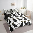 thumbnail image 3 of Homewish Funny Black Cat Bedding Comforter Set 7 Pieces for Teens, Cartoon Kitten Lover Full Bedding Set, Kawaii Cute Animal Reversible Fitted Sheet Flat Sheet, Breathable Home Decor, 3 of 7