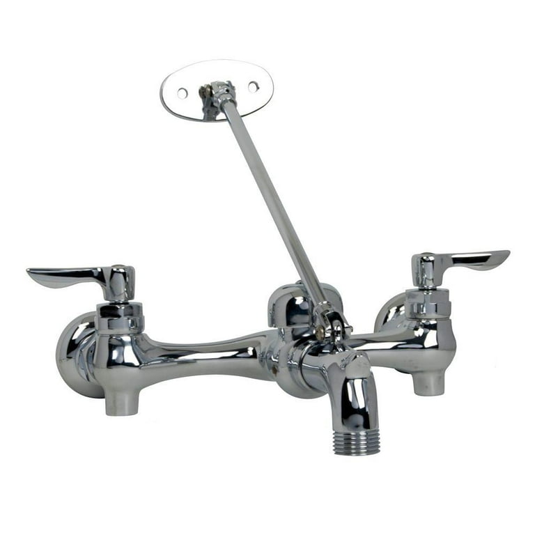 Exposed Yoke 2-Handle Wall-Mount Utility Faucet with Top Brace in Polished Chrome Exposed Yoke 2-Handle Wall-Mount Utility Faucet with Top Brace in Polished Chrome