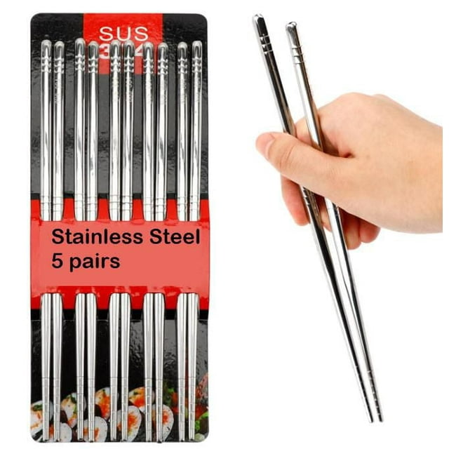 Sunwealth Stainless Steel Chopsticks - 5 pairs