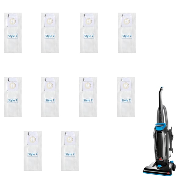 10 Pack Style 7 1739 Vacuum Bags Compatible with Bissell PowerForce Upright Vacuum 1739 3522 3525 71Y7 PowerGlide 3545 Plus 3350 3550 3553 Lift-Off 3554 Powertrak 6592 Replacement Dust Bags 32310