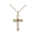 thumbnail image 1 of Gold Filled Cross Pendant with 3mm January Red Swarovski Crystal 1 1/8 x 5/8 inches with Gold Filled Lite Curb Chain, 1 of 1