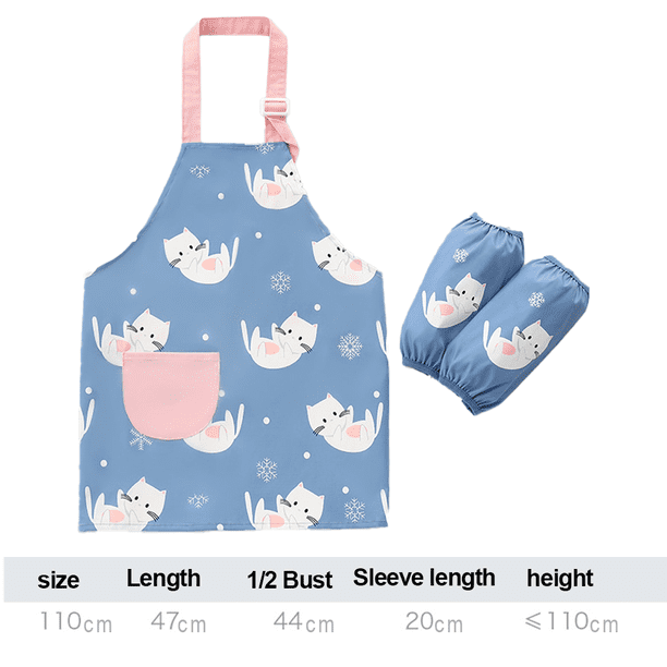 Heless 223 - Gant de Four et Tablier de Cuisine pour Enfants au Design Pingouin à Pois, Lavable, Accessoires pour Cuisiner et Faire de la pâtisserie