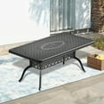thumbnail image 2 of Hzzkey 68.9 "L x 37.4"W Rectangular Outdoor Cast Aluminum Dining Table with 1.88" Umbrella Hole, Black, 2 of 8
