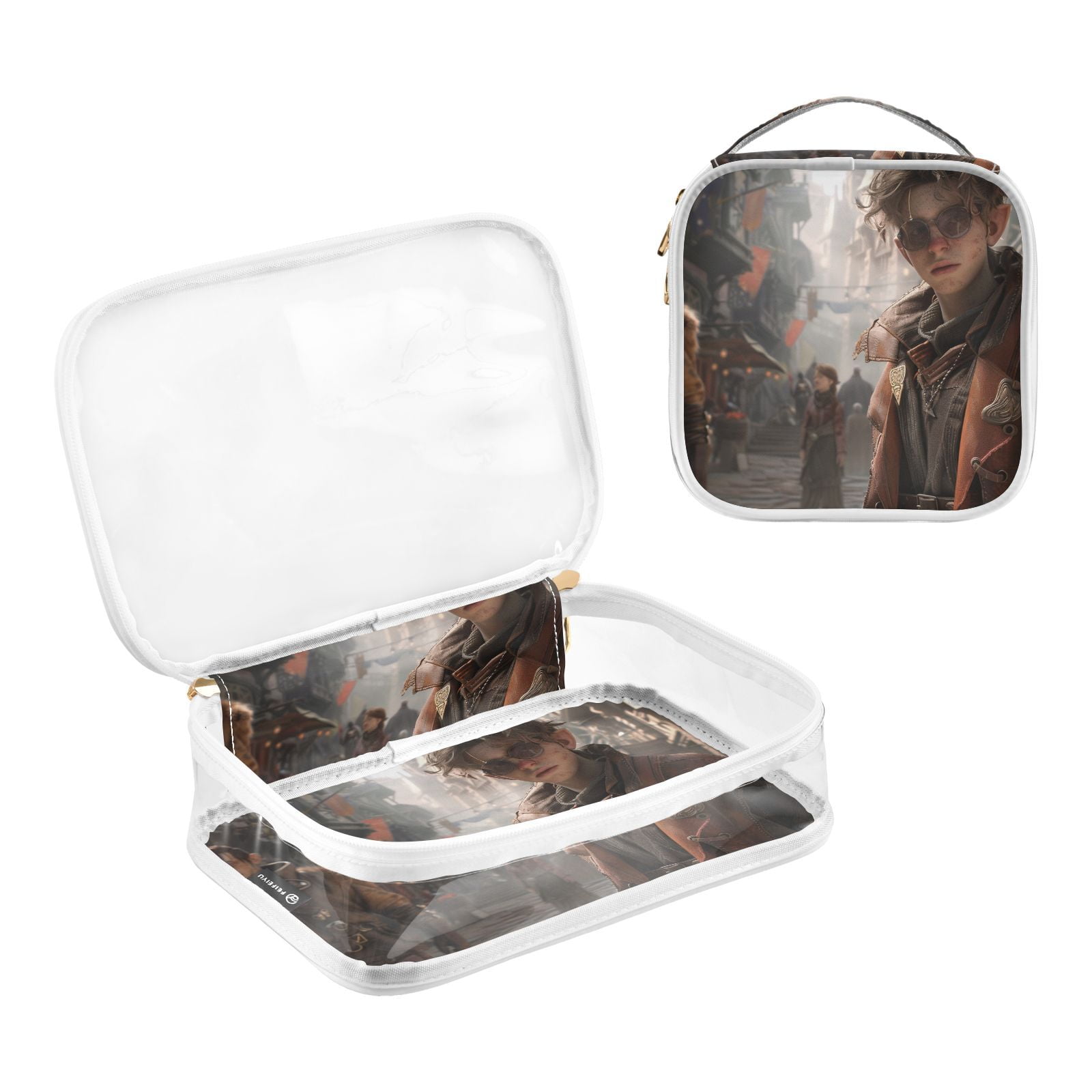 Clear Makeup Bags with Handle Large Opening 2 Pack Set Toiletry Bag Quart Size Bag, for Women Man Traveling Travel Essentials, Toiletries and Other. Game Graphic Capture