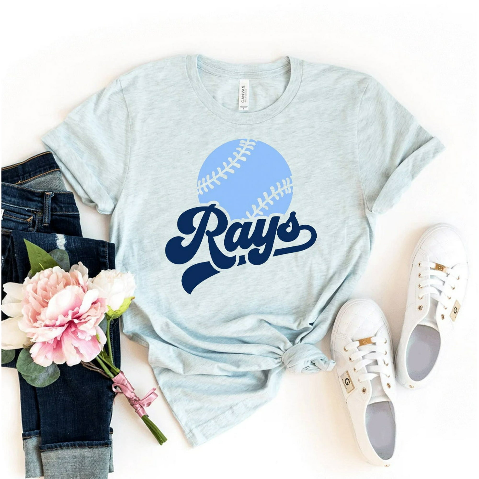 Rays Baseball T-shirt Sports Shirt Gift Rangers Tee Game Day Top Boho  Shirts Team Spirit Women's