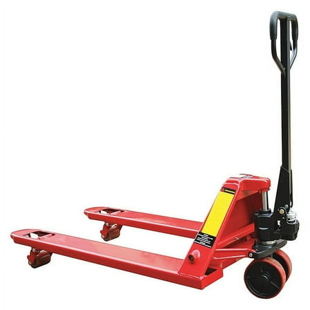 Pallet Jack, Steel, Load Capacity 5500 lb, 63 1/2 in x 27 in x 48 in, Red