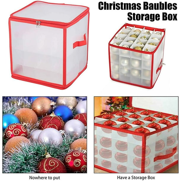 Boîte de rangement transparente pour arbre de Noël avec roulettes