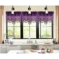 thumbnail image 2 of 1-Piece Wave Valance with Bead-Trim Tassels, Semi-Sheer Light-Filtering, Rod Pocket, Tailored for Kitchen and Living Room Décor Purple Color, 52" Wide x 18" Length.", 2 of 3