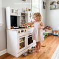 thumbnail image 4 of TLSUNNY Toddler Play Kitchen, Wooden Kitchen Playset with Realistic Lights & Sounds, Cookware, Gift for Kids Boys Girls Aged 3+, 4 of 10