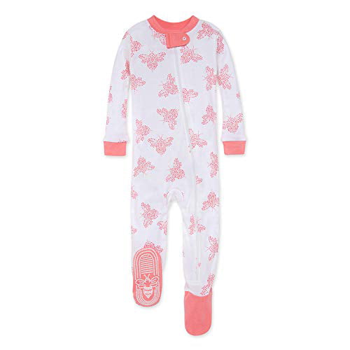 Burts Bees Baby Girls Pajamas Zip Front Non-Slip Footed Sleeper Pjs 100% Organic Cotton