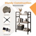 thumbnail image 3 of CONCETTA Bookshelf, 3-Tier Small Industrial Storage Shelf & Shelves, Metal Bookcase for Home Office, Living Room, Bedroom, Wood Gray, 3 of 8