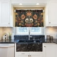 thumbnail image 5 of Yayeee Kitchen Curtains Light Filtering 27"x36" Rod Pocket Short Cafe Window Panel, Dark Floral Pattern, 5 of 7