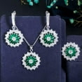 thumbnail image 6 of Trendy Royal Blue Zirconia 3pcs Round Sun Flower Women Party Fashion Jewelry Set, 6 of 6