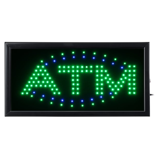10x19inch atm led sign neon light sign with hanging chain black