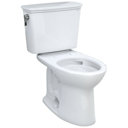 TOTO CST786CEFG#01 Drake Two-Piece Elongated 1.28 GPF Universal Height Toilet  Cotton White