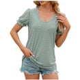 thumbnail image 1 of Hauts de Mode pour Femmes Imprimé Manches Courtes Blouse Col Rond T-Shirt Amusant, 1 of 6