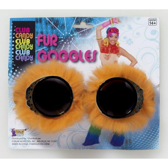 Forum Novelties Club Candy Fur Goggles Costume Eyewear Adult: Orange One Size Unisex