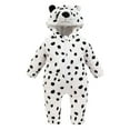 thumbnail image 1 of Baby Zipper Onesies Cute Animal Hooded Romper Playsuit Plush Fuzzy Infants One Piece Jumpsuit Outwear Boys Girls (12-18 Months, White Leopard), 1 of 2