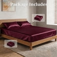thumbnail image 3 of WVG Satin Queen Size Sheet Set Queen Size, Soft Bed Sheets Hair Friendly with Cooling Fitted Sheet and Pillowcases 16 Inch Deep Pocket for Bedroom, Dormitory and Hotel, 3 of 10