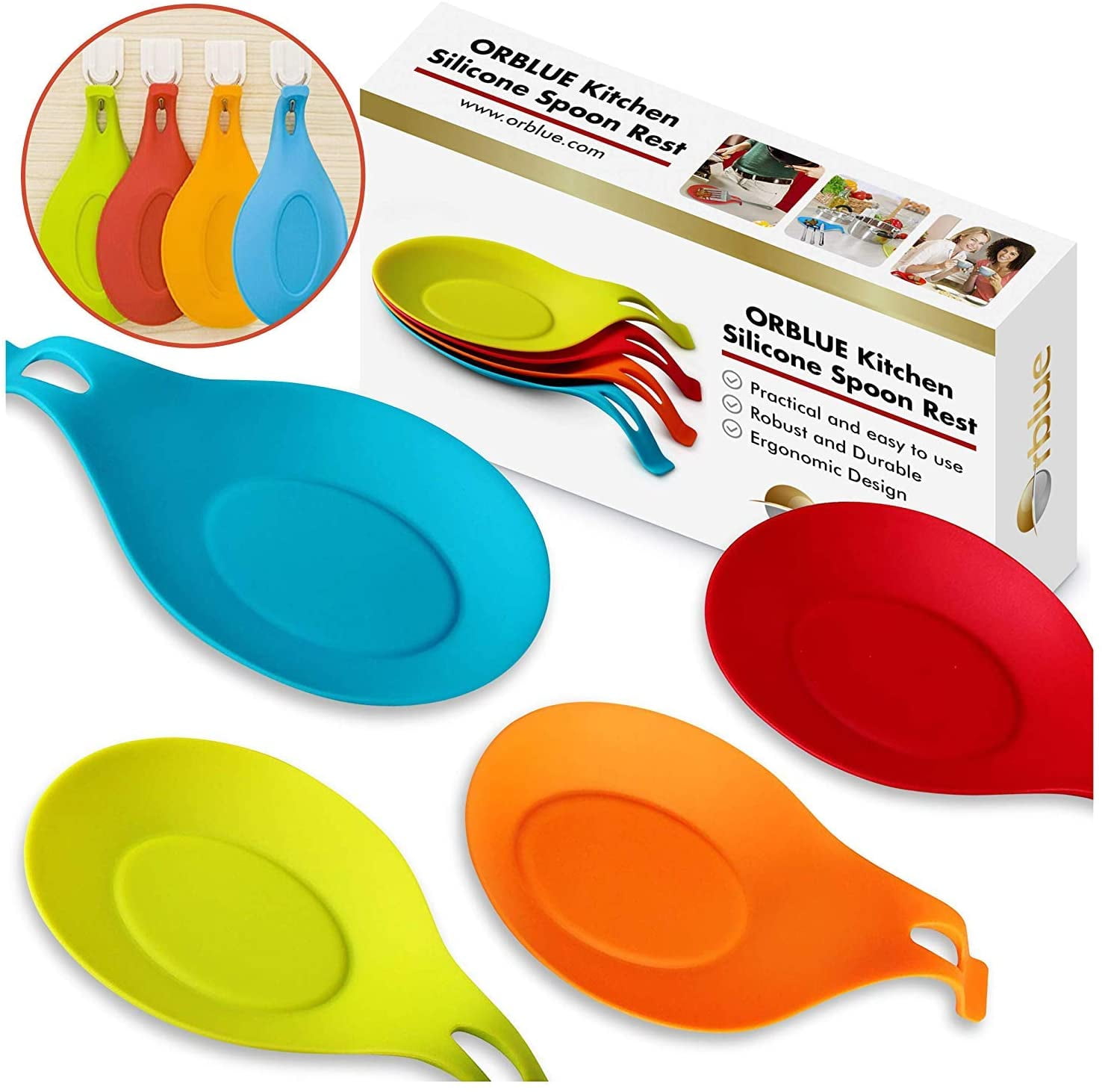 Utensil Rest With Drip Pad Include 5 Slots & 1 Spoon Holder Hang Hole Design Kitchen Spoon Holder AUTOECHO Silicone Spoon Rest 2 In 1 Spoon Holder For Stove Top Easy To Clean