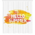 thumbnail image 3 of Hello Summer Shower Curtain, Wording with Sun Pattern on Paintbrush Strokes, Fabric Bathroom Set with Hooks, 69W X 84L Inches Extra Long, Pale Orange Yellow Coral and Dark Coral, by Ambesonne, 3 of 3