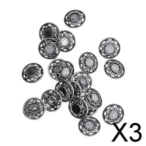 Botones de vástago Soledad 30 piezas plata antigua 18 mm patrón floral clásico