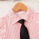 thumbnail image 5 of Odeerbi 2-8 Años Niñas Vestido de Camisa A Rayas Con Corbata de Manga Corta Estilo Preppy Vestido de Línea A La Escuela de Verano Vestido de Estilo Uniforme, 5 of 6