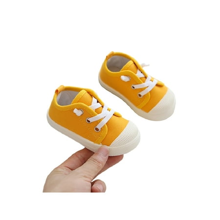 

Sanviglor Boys Girls Skate Shoes Soft Sole Sneakers Lace Up Walking Shoe School Lightweight Breathable Flats Comfort Round Toe Casual Sneaker Yellow 9C