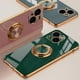 thumbnail image 4 of Luxury Plating Silicone Case For iPhone 15 14 13 12 11 Pro Xs Max Mini SE X XR 7 8 Plus Metal Ring Holder Stand Soft Phone Cover, 4 of 5