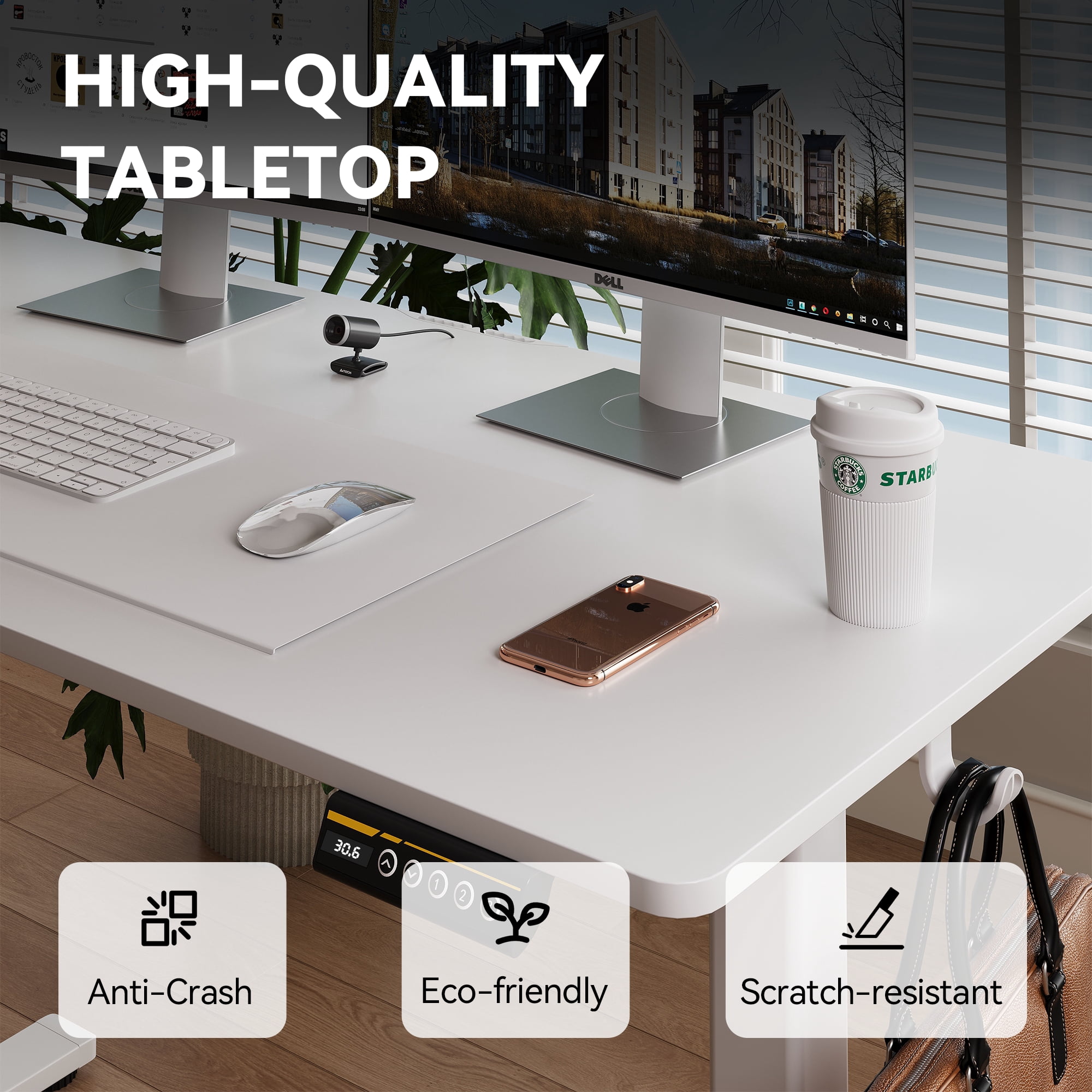 Electric Height Adjustable Standing Desk 48"×24", 3 Preset Memory Heights Ergonomic Sit-Stand Computer Desk Holds 154LBS for Home Office Study Gaming