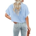thumbnail image 3 of Womens Short Sleeve Button Down Cropped Shirts Lapel Blouse, 3 of 4