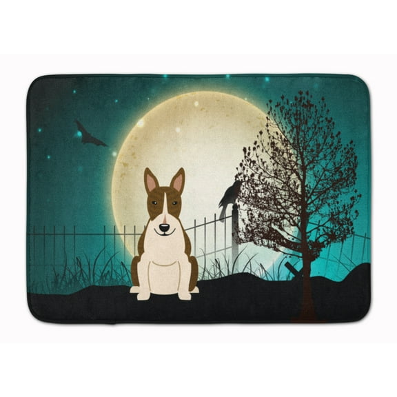 Halloween Scary Bull Terrier Dark Brindle Machine Washable Memory Foam Mat