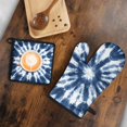 thumbnail image 5 of Blue White Tie Dye Mandala Pattern Kitchen Oven Mitt and Pot Holder Sets 2 Pcs for Baking, Cooking and Grilling, Heat Resistant Up To 392 °F, 5 of 7