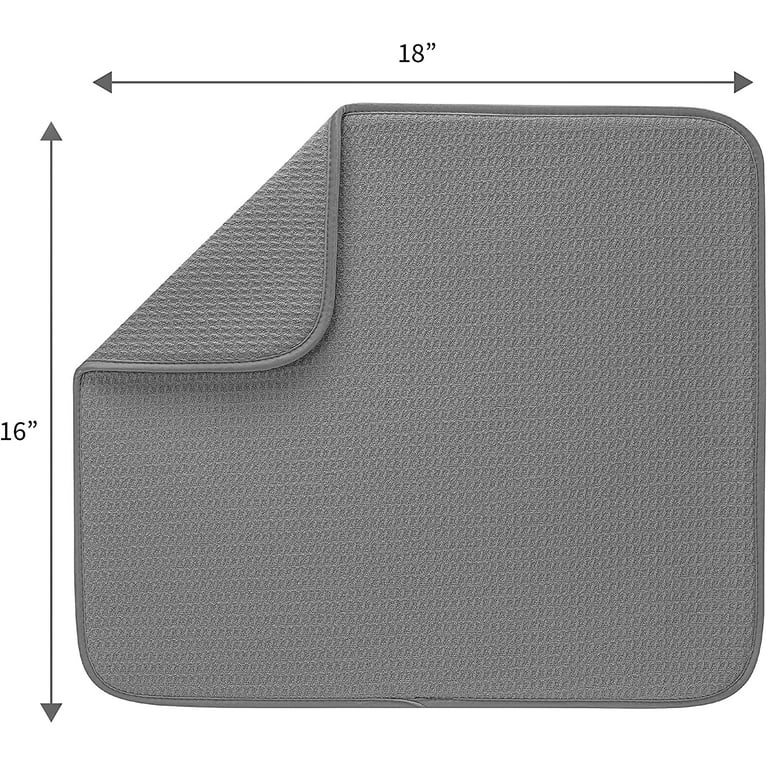 Reversible Microfiber Dish Drying Mat for Kitchen 16 x 18 White