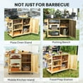 thumbnail image 6 of Outsunny Outdoor Grill Cart with Wheels and Storage Cabinet, Solid Wood Outdoor Kitchen Island with Stainless Steel Top, Natural Wood, 6 of 9