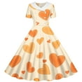 thumbnail image 4 of EGNMCR Robe à Manches Courtes à Col Rabattu Filles Robe Extensible à Manches Courtes Robe Trapèze Tournoyante Patineuse Récital d'École Robe à Manches Courtes à Col Rabattu Fille Robe en Polyester, 4 of 6