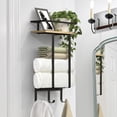 thumbnail image 1 of Towel Racks for Bathroom Wall Mounted Towel Holder Wall Mounted with Wooden Floating Shelf & Metal Hooks Rolled Towel and Hand Towel Rack for Bathroom + Wood, 1 of 7