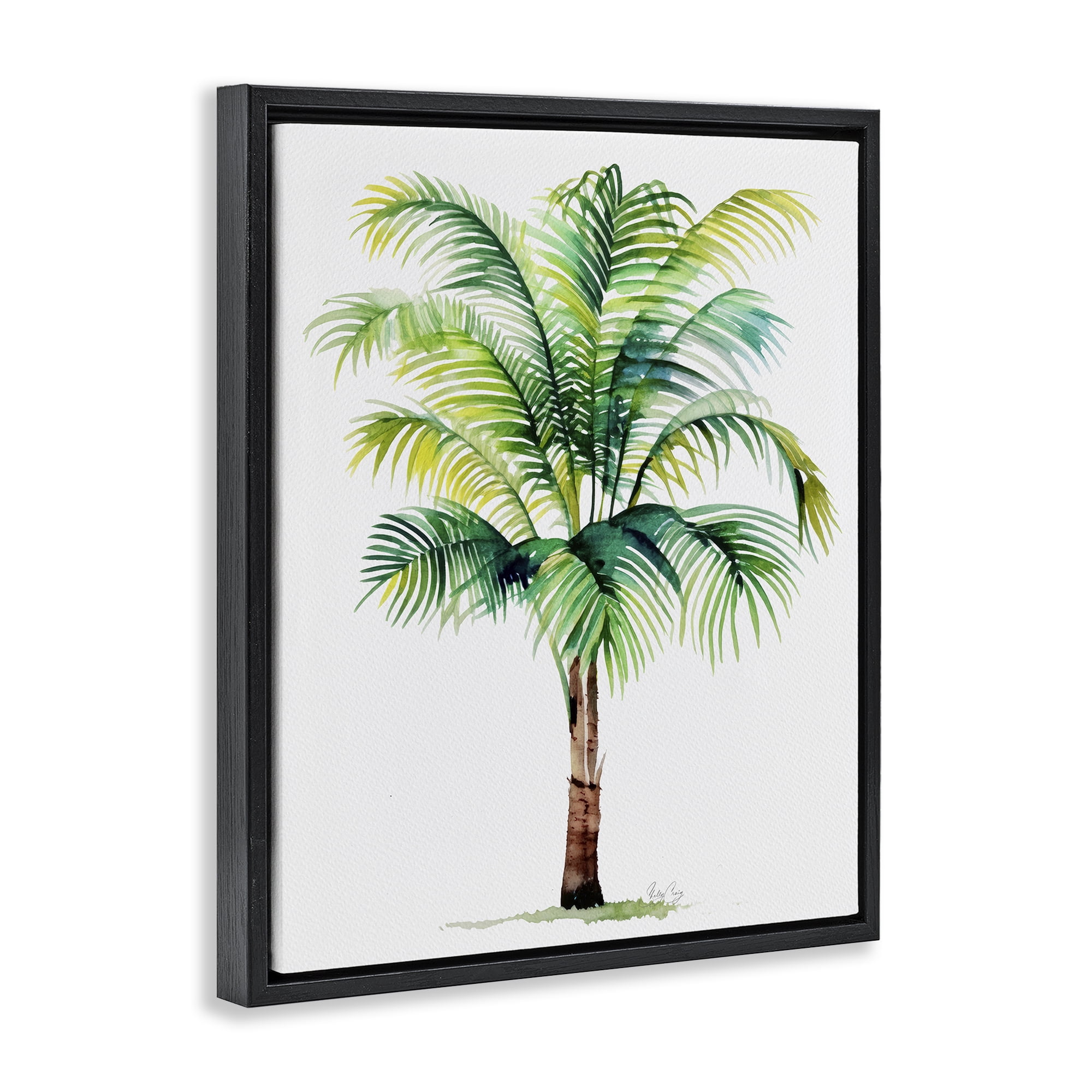 Stupell Industries Breezy Fronds Palm Black Framed Floater Canvas Wall Art, design by Shelly Craig