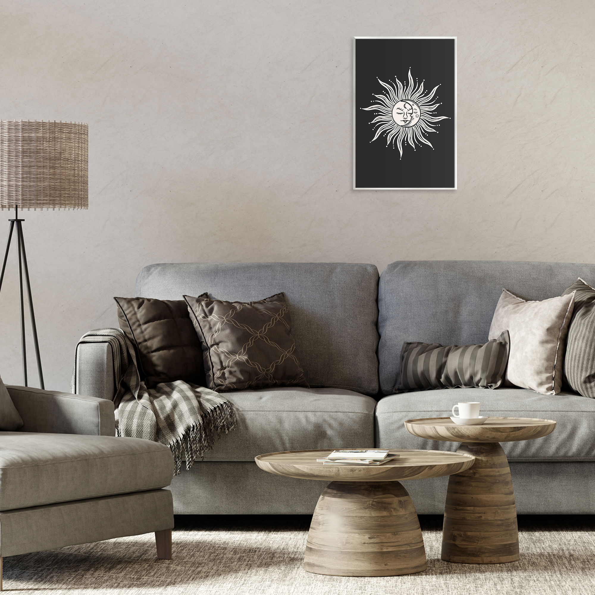 Stupell Industries Celestial Sun on Black Astrology & Stars Painting Unframed Art Print Wall Art, 10 x 15